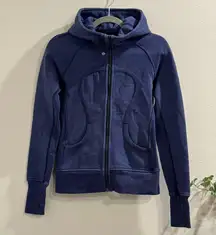 Lululemon Size 4 Blue Scuba Long Sleeve Full Zip Hoodie Thumb Holes Performance