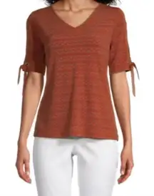 NWT LIZ CLAIBORNE Size L Rust Colored Geometric Print Blouse