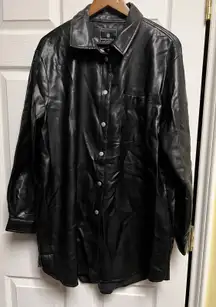 035-010 Bagatelle Collection Womens XL Black Faux Leather‎ Shacket Shirt Jacket
