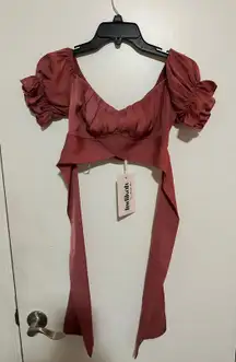 maroon wrap around top 