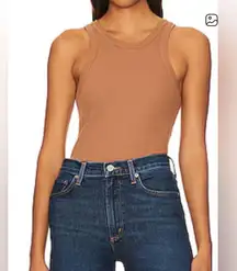 Agolde Tan Ribbed Bailey Tank Top Size S