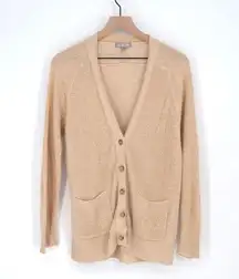 J. Crew Relaxed Cotton Linen Blend Cardigan Sweater Knit in Tan Women's S