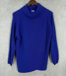 Chicos sweater womens small blue faux wrap turtleneck zenergy knit casual layers