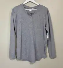 . Women’s Long Sleeve Henley Tee Grey Sleet Size Small NWT