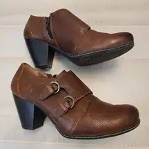 {8.5} B.O.C. Shootie Boot Double Monk Buckle Strap Brown Women's