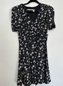 Chelsea and Violet  Black Floral Dress granny core cottage core mini dress size XS