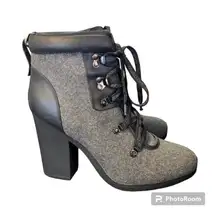 Juicy Couture black grey ankle lace up chunky heel boots True Y2K size 10