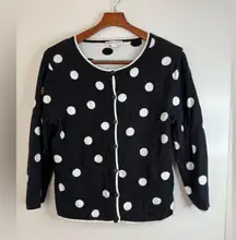 Pendleton 100% cotton black-and-white polkadot cardigan with 3/4 long sleeves L