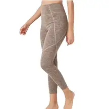 New  High Waisted 7/8 Length Leggings Brushed Knit Space Dye Brown