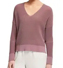 Eileen Fisher  Mauve Purple Corded V-Neck Boxy Pullover Sweater Size Large