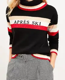 Lou & Grey Black and Red Turtleneck cowl neck Sweater cotton blend L cabincore