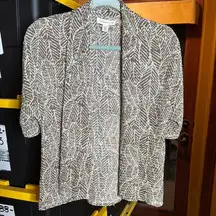 Coldwater Creek Brown and White Leaf Print Cardigan Size XS (4) Stretchy