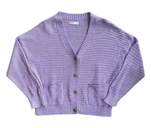 Sonoma Lavender Purple Knit V-Neck Button Cardigan Size XXL