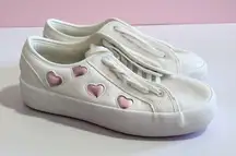 SINCERELY JULES Tag Pink White Heart Print Sneakers Size 8.5