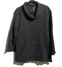 Focus Black Waffle Knit Cowl Neck Sweatshirt Top Kangaroo Pocket Lounge Beach‎ M
