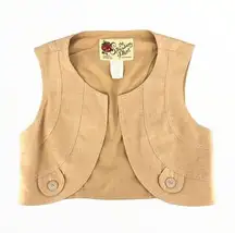 70’s Vintage Cropped The Strawberry Plant Camel Collarless Vest