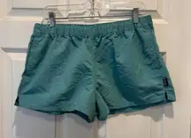 Patagonia Baggies Shorts Womens L Aqua‎ Turquoise Nylon Drawstring Casual