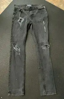 American Rag black‎ distressed denim straight leg jeans size 34L