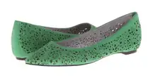 Johnston & Murphy Green Tami Laser Cut Pointed Ballet Flat Women's 6M