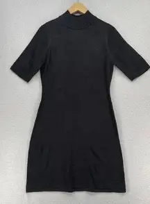 Calvin Klein  Dress Womens Medium Black Knit Sweater Short Sleeve Knee Length