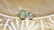 NWOT Two Stone Ethiopian Opal 925 Sterling Silver Adjustable Ring