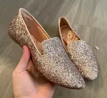 Birdies Rose Gold Glitter Loafer Flats – Size 7