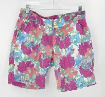 Birdies And Bows Fairway Golf Floral Print Shorts bump run short size 4