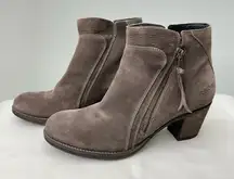 Taos Dillie leather suede grey booties women's 11.
