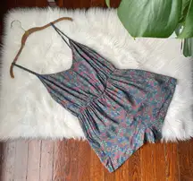 Blue Romper Floral Boho NWOT