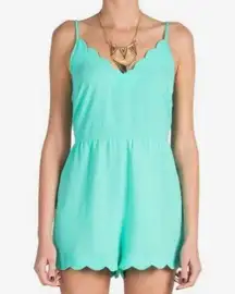 Lush Clothing Lush Scalloped Sleeveless Romper Mint Green Size Medium