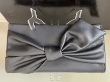 INC NWT Black Bow Faux Leather Clutch/Crossbody Bag