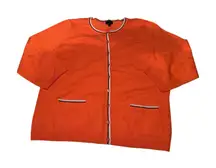 Talbots Womans XL Pima Cotton Cardigan Preppy Business Casual Bright Orange
