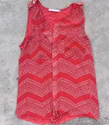 Sleeveless Coral Pink Top w/Sheer Layered Front, Size S