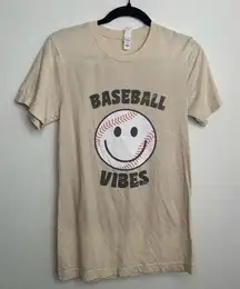 Women's Tan Baseball Oversized Tee "Baseball Vibes"- Small