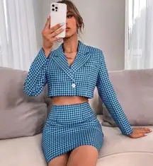 PLAID CROPPED JACKET & SKIRT SET