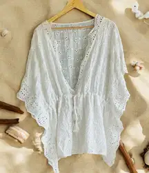 Surf GYPSY embroidered eyelet Tunic Swim Cover In White