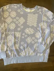 PJ Salvage Bandana Blue Pajama Top Long Sleeve Cozy‎ Sleepwear Size Size Medium