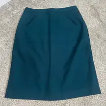 Loft Pencil Skirt Unlined Teal Green Size 0 Preppy Academia Professional Career