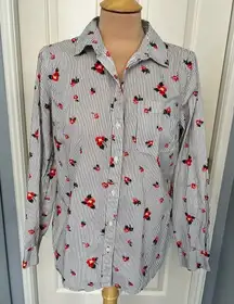 Old Navy The Classic Shirt Pinstripe‎ Floral Print Button Up