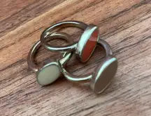 Retro FP Triple Stack Polished Gold & Enamel Rings