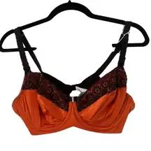NWT Cake Lingerie Maternity Unlined Nursing Bra Underwire Orange Black Lace 36C
