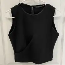 Zara Trafaluc Black Crop Crew Neck Sleeveless Top Side Zip Women’s Size S