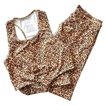 Fit Couture Leggings Sports Bra Womens Large Brown Cheetah Print Athleisure Set