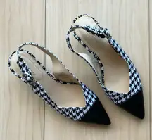 Liz Claiborne pointed toe Houndstooth sling back kitten heel Heel size 7.5