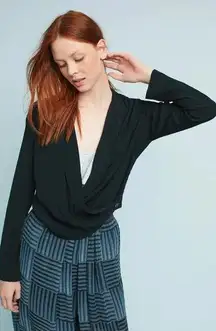 Anthropologie ett:twa Black Buttoned Flat Blazer Lightweight Jacket Women's 6