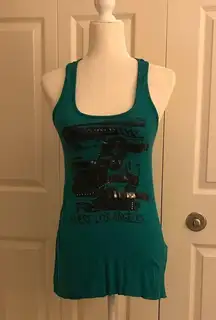 Guess  embellished graphic green tank tunic