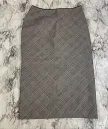 Lafayette 148 New York Italian Fabric Wool Blend Grey Plaid Pencil skirt size 36