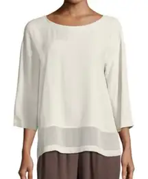 Eileen Fisher 100% Silk Blouse in bone NEW