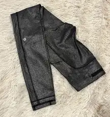Lululemon Size 4 Speed Up Tight 28" Luminosity Foil Print Black Silver