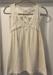 Jen’s Pirate Booty Free People Crochet Knit Cream Gauzy Top Size Small